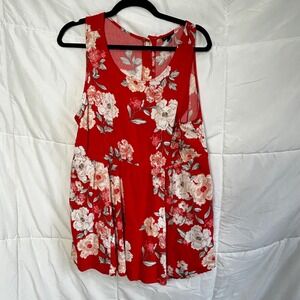 Torrid Red Floral Sleeveless Tank Top Tunic Womens Plus Size 0